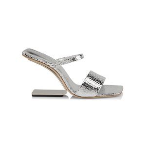 Cult Gaia Rene Snake-Embossed Leather Sandals